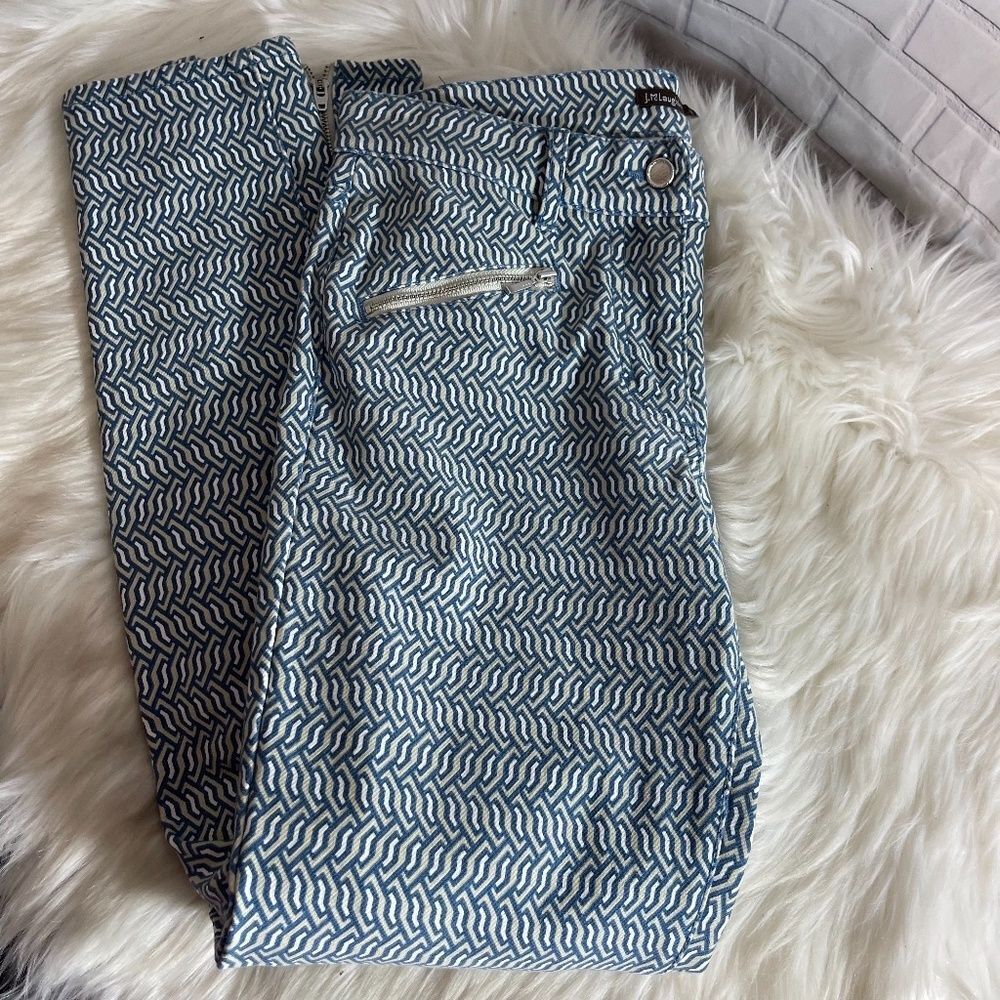 McLaughlin Blue Geometric Print Ankle Zip Pants
